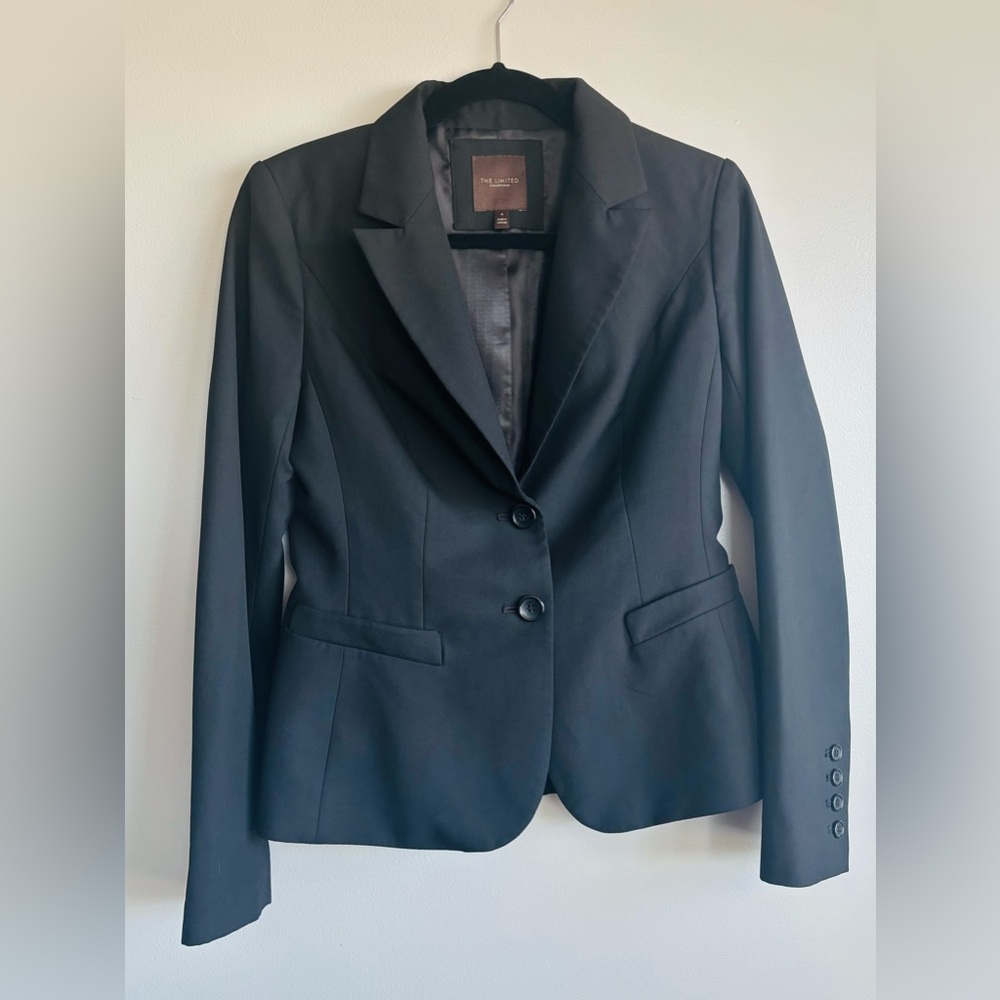 The Limited Collection Suit Jacket Black Women’s Sz 4 Stretch Button Cuff Vented